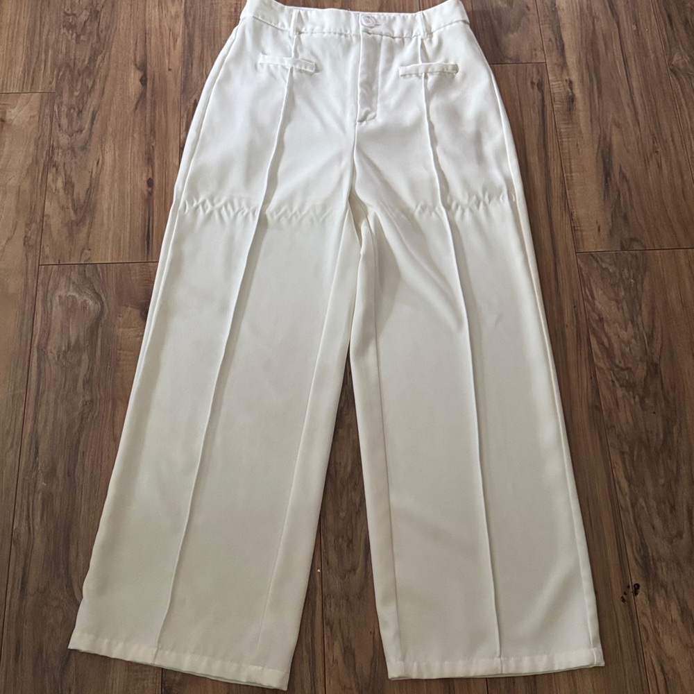 SHEIN White Wide Leg Dress Pants